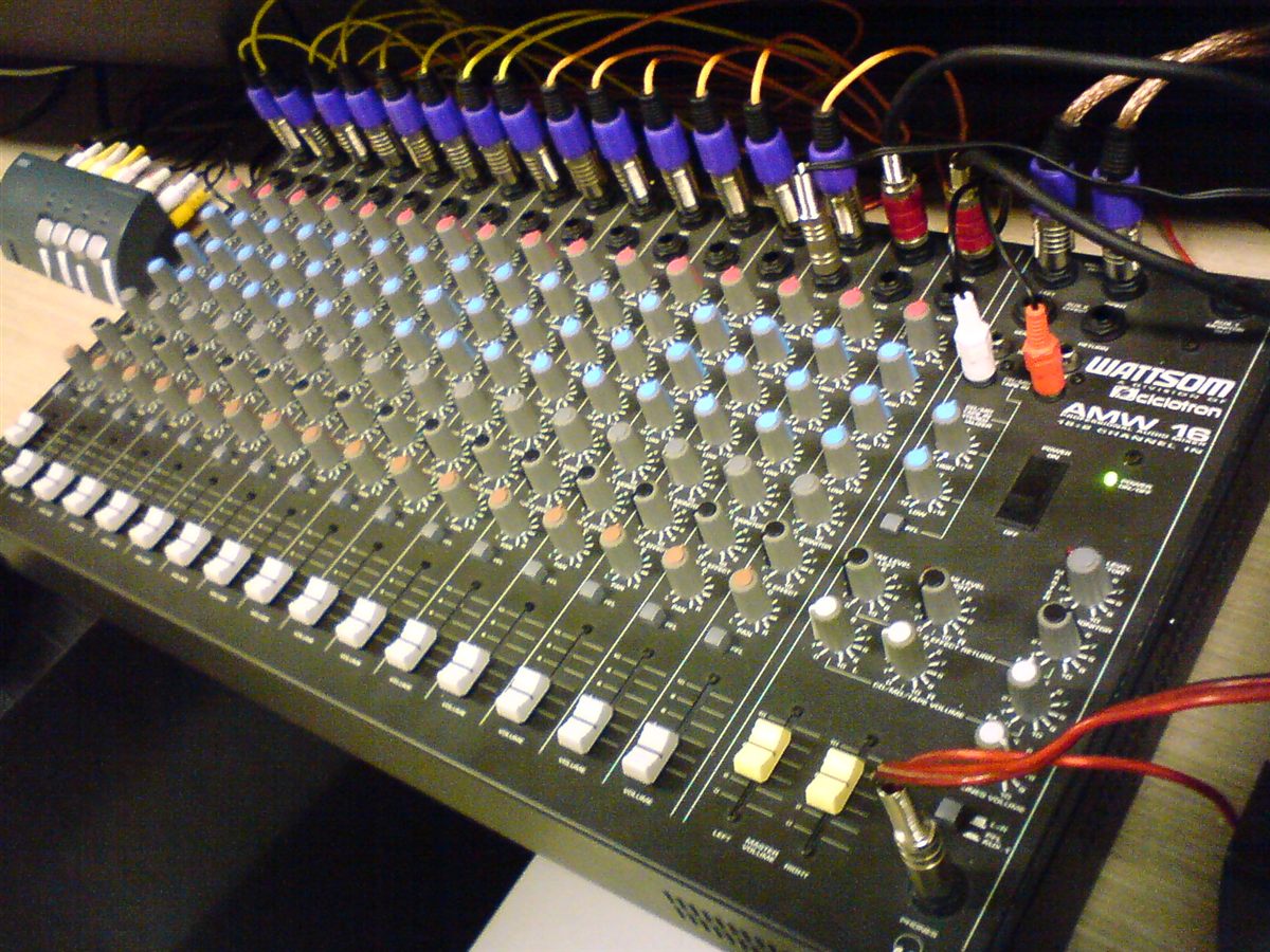 Mixing console used to compare mp3 compressor online bitrate settings