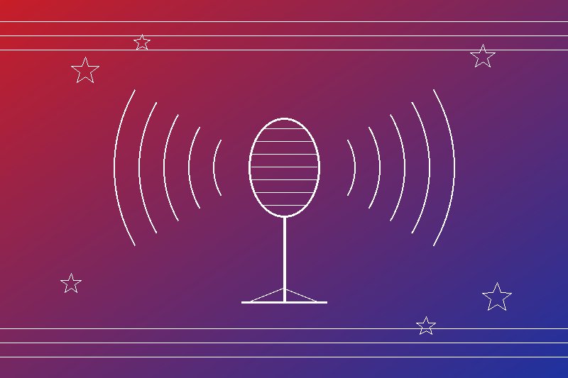 Text to speech Donald Trump tool with microphone and sound waves